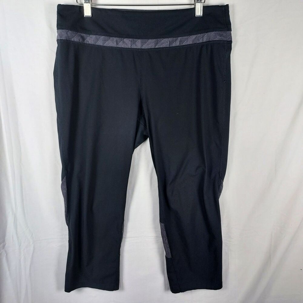 Tangerine Black Mesh Crop Leggings Womens Large L Stretch Activewear